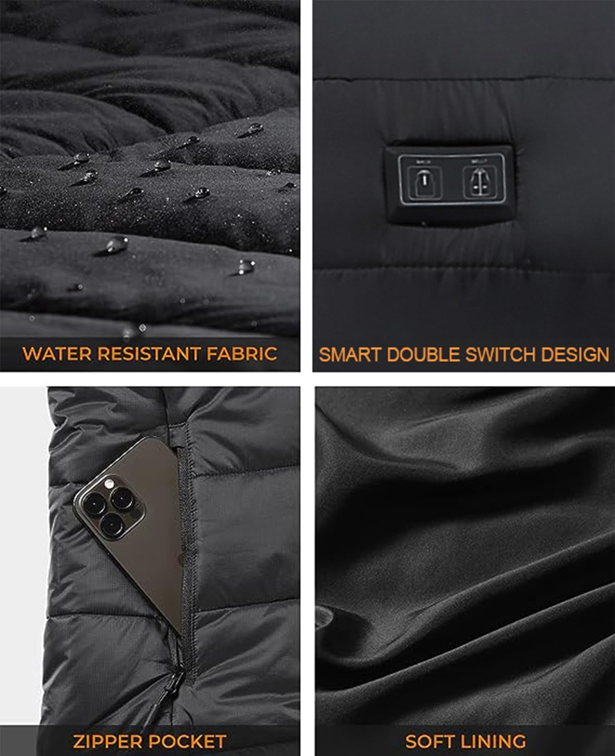 "Stay Warm and Cozy with Our Advanced Men'S Heated Vest - 3 Heating Levels, 9 Heating Zones, Washable, Lightweight, and Includes Battery Pack!"