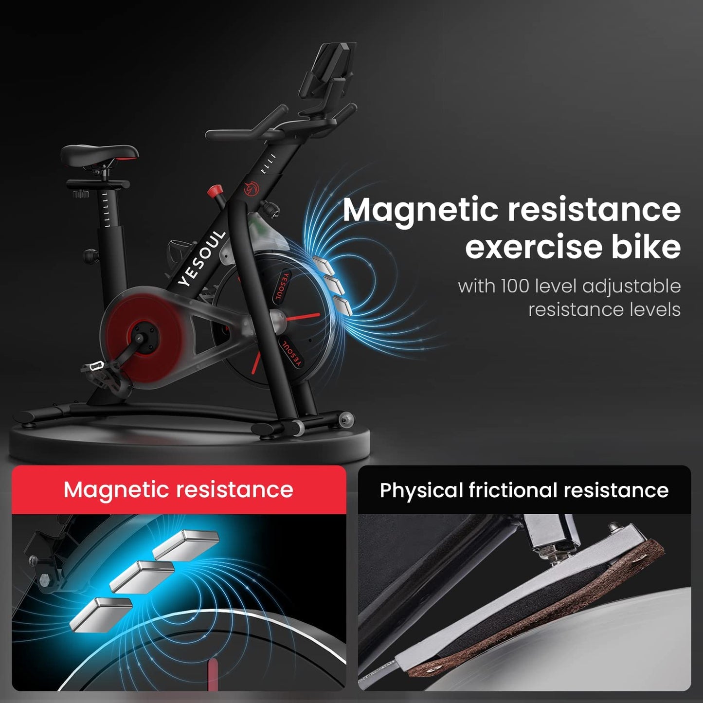 "Get Fit with the Smart Black S3 Exercise Bike - Magnetic Resistance, Bluetooth Heart Rate Monitoring, Perfect for Home and Gym Workouts!"