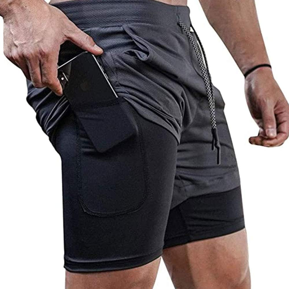 "Ultimate Performance Men'S 2-In-1 Stealth Shorts - Ideal for Running, Workouts, Gym, Yoga, and Outdoor Sports"