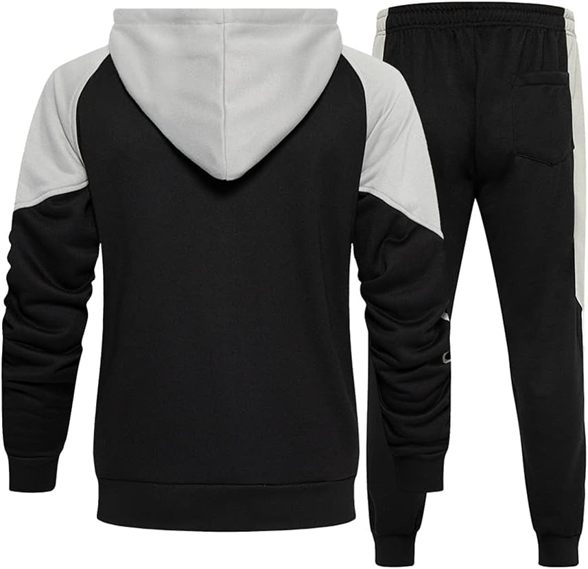 "Ultimate Men'S Hooded Tracksuit: Stay Stylish and Active with Long Sleeve Full-Zip Sweatpants Set - Perfect for Jogging and Sports"