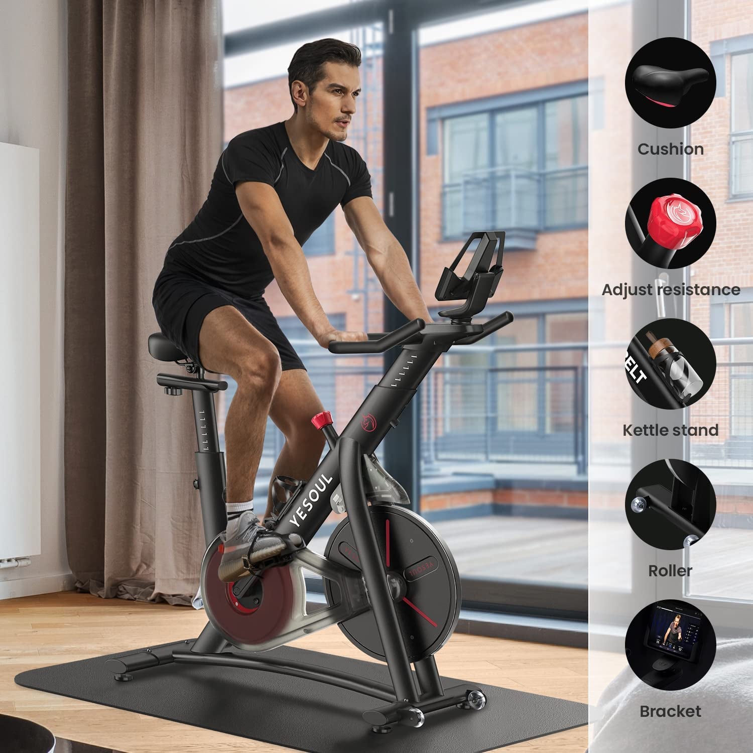 "Get Fit with the Smart Black S3 Exercise Bike - Magnetic Resistance, Bluetooth Heart Rate Monitoring, Perfect for Home and Gym Workouts!"