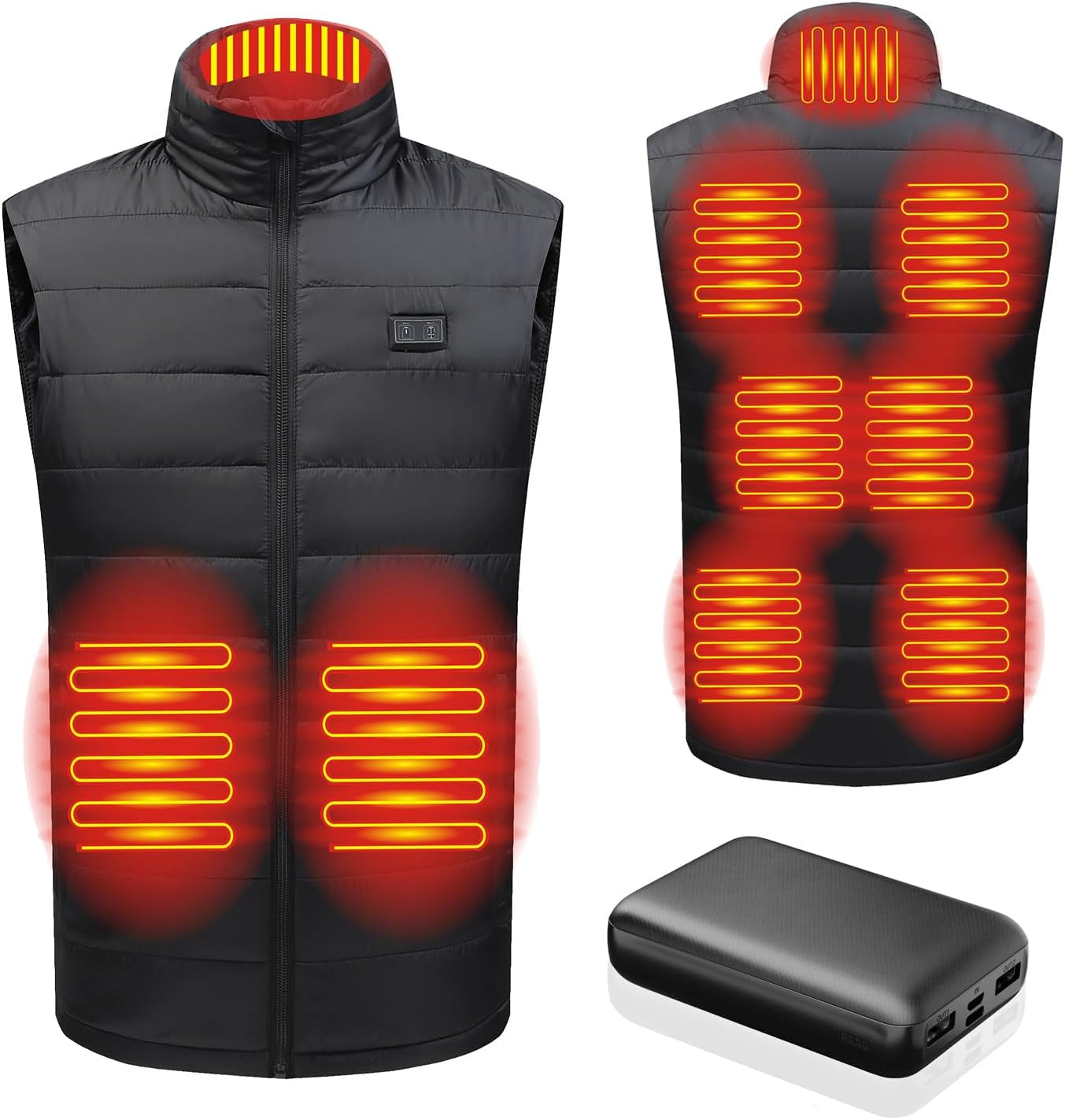 "Stay Warm and Cozy with Our Advanced Men'S Heated Vest - 3 Heating Levels, 9 Heating Zones, Washable, Lightweight, and Includes Battery Pack!"